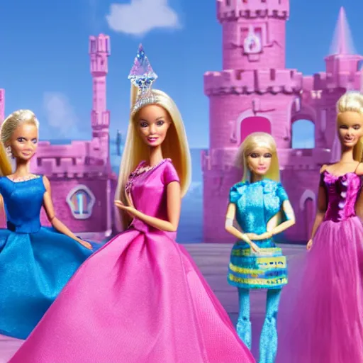 Image similar to barbie and the diamond castle live action remake, 4 k, film still