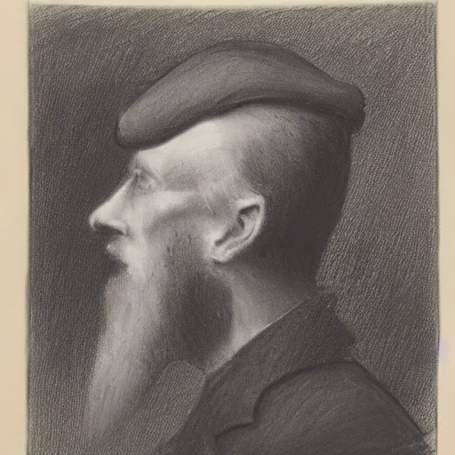 Image similar to charcoal portrait of an early 20th century old austrian gentleman, hat, beard