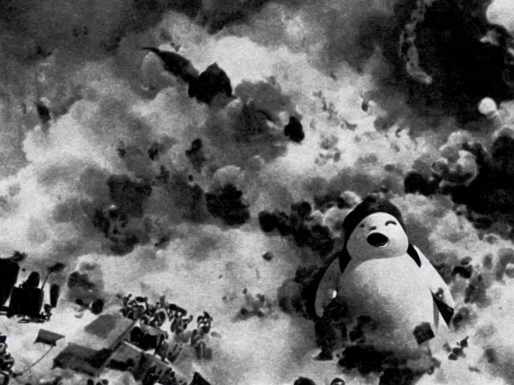 Image similar to Snorlax as the Hindenburg crashing, still from 1937 film reel