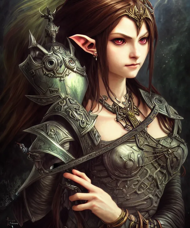 Image similar to dark fantasy, link legend of Zelda twilight Princess portrait, dark surrealist , fantasy, intricate, elegant, highly detailed, digital painting, artstation, concept art, smooth, sharp focus, illustration, art by artgerm and greg rutkowski and alphonse mucha