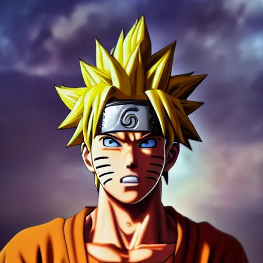 Prompt: a highly realistic photo of Naruto Uzumaki as Son Goku, dramatic, hyperdetailed, artstation, photorealism, accurate, octane render, 8k,