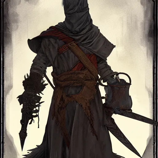 Image similar to an ultra detailed vector image of solaire of astora dressed as the hunter from bloodborne, concept art by alphonse mucha and greg rutkowski, scary shadows, blood moon eclipse, octane render, liminal space