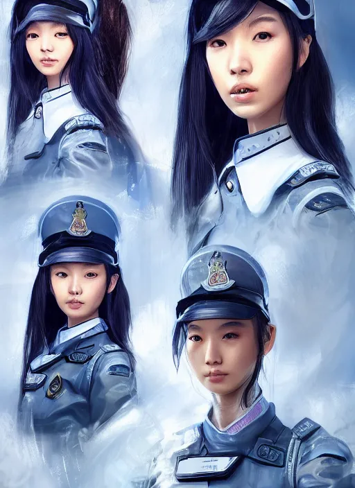 Prompt: portrait of angelababy, futuristic hong kong police uniform girl, au naturel, hyper detailed, digital art, trending in artstation, cinematic lighting, studio quality, smooth render, unreal engine 5 rendered, octane rendered, art style by klimt and nixeu and ian sprigger and wlop and krenz cushart