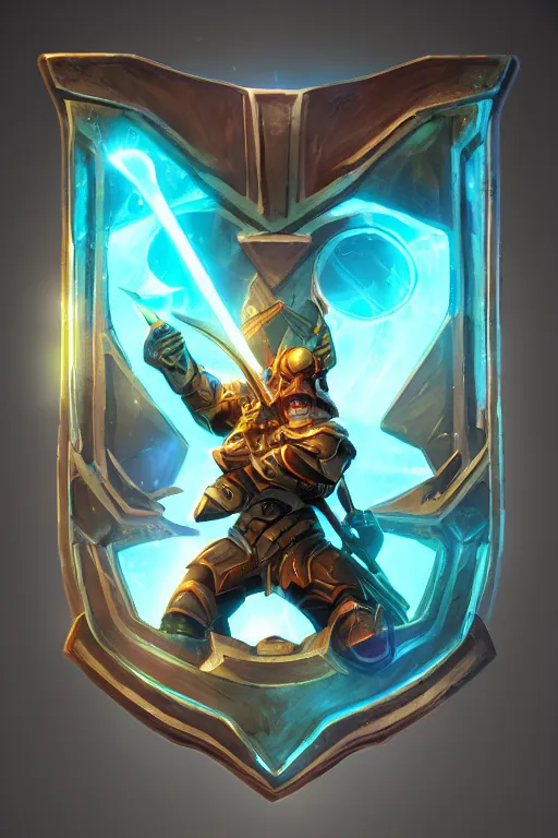 Image similar to shield fantasy epic legends game icon stylized digital illustration radiating a glowing aura global illumination ray tracing hdr fanart arstation by ian pesty and katarzyna da „ bek - chmiel