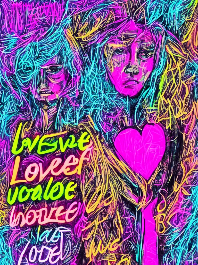 Image similar to Love yourself, neon punk