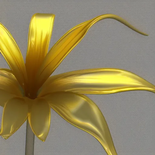 Image similar to gold melting lilly in high resolution 3 d on a white background