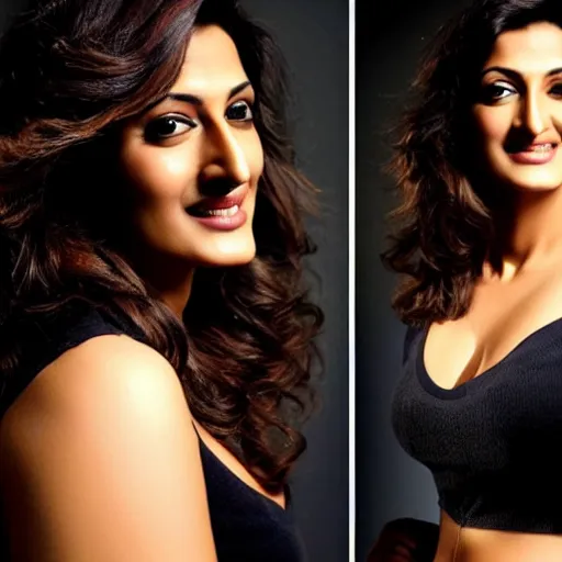 Image similar to indian actress sonali bendre posing for playboy photoshoot, studio lighting