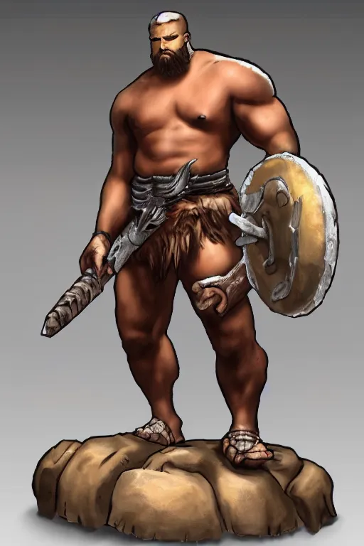 Prompt: full body shot of a muscular barbarian with a mohawk, fantasy art