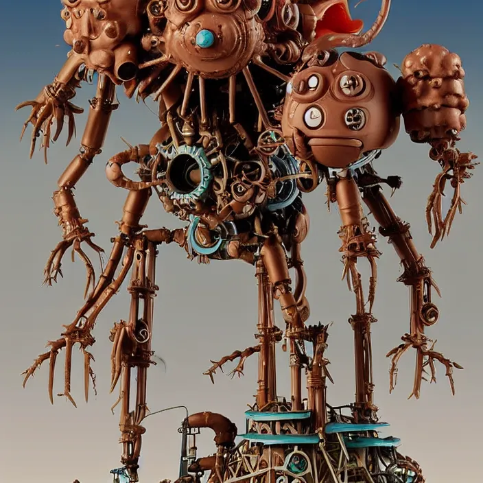 Prompt: A Lovecraftian giant mechanized adorable miniature creatures from Studio Ghibli Howl's sunbath on the beach tower (2004) as a 1980's Kenner style action figure, , full body, 4k, highly detailed. award winning sci-fi. look at all that detail!
