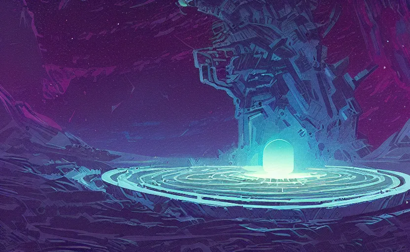 Image similar to concept art of an epic spiral galaxy in style of dan mumford and laurie greasley by james gilleard, very detailed, clean lines, atmospheric, masterpiece