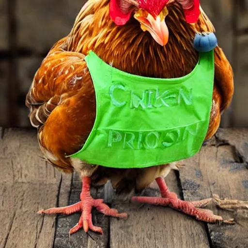 Image similar to chicken with prisioner clothes