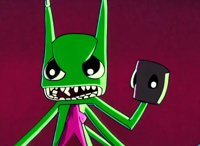 Prompt: film still of gab from invader zim in the new scifi movie, 4 k