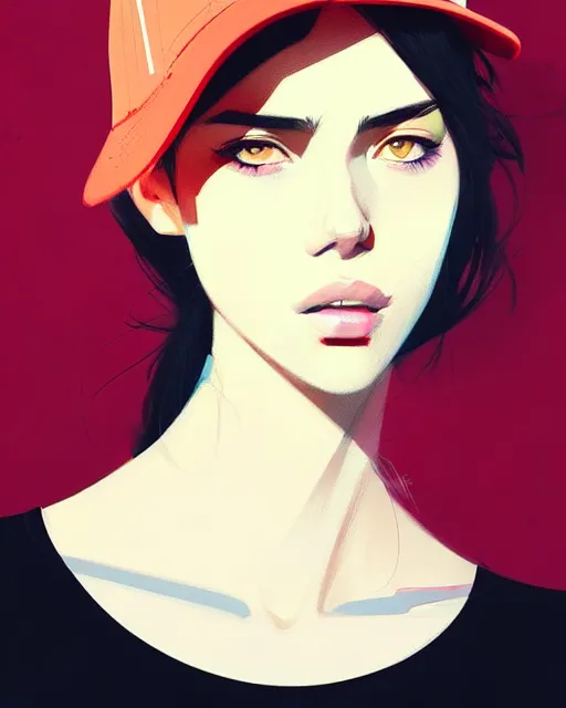 Image similar to a ultradetailed beautiful portrait panting of a stylish woman wearing a snapback, by conrad roset, greg rutkowski and makoto shinkai, trending on artstation