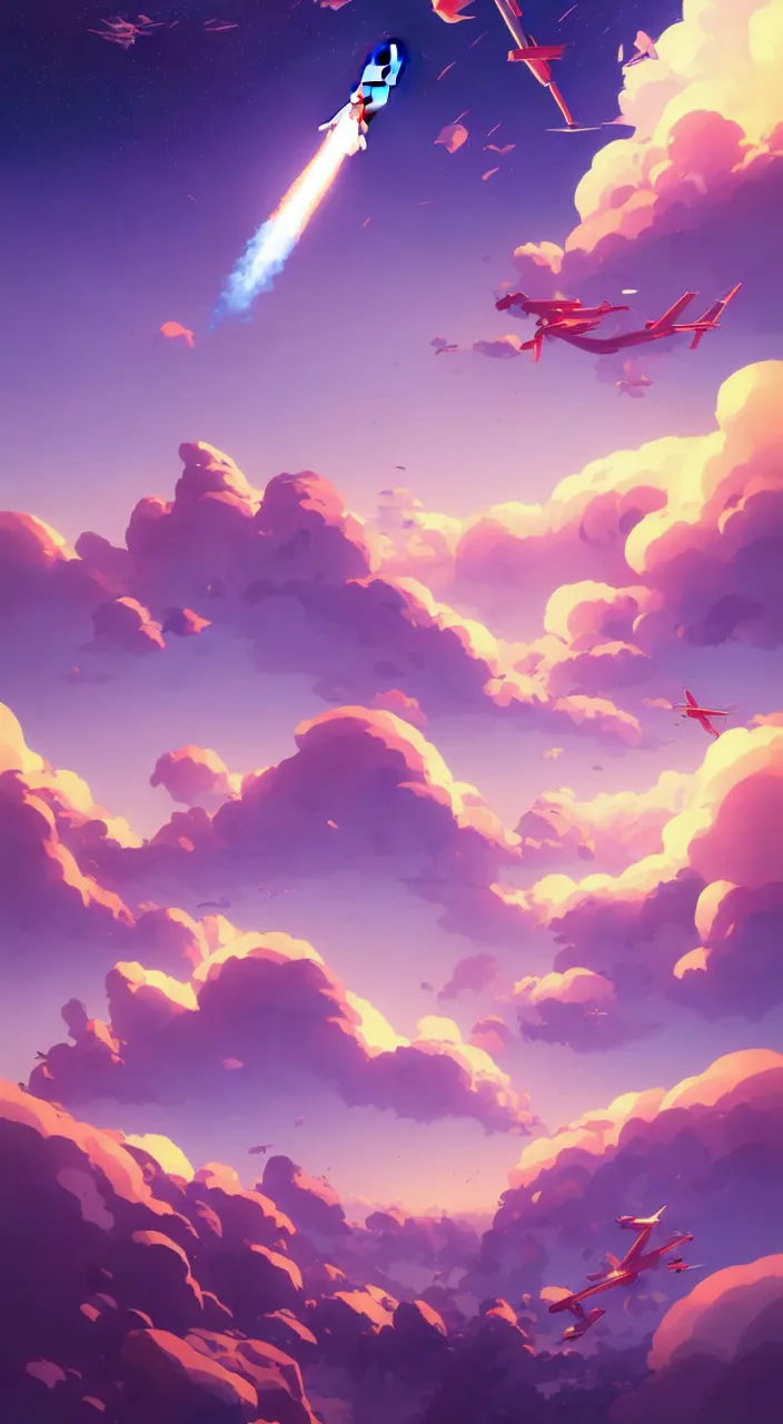 Prompt: incredible, mindblowing, rockets taking off into the clouds long exposure and humans watching, in marble incrusted of legends official fanart behance hd by jesper ejsing, by rhads, makoto shinkai and lois van baarle, ilya kuvshinov, rossdraws global illumination