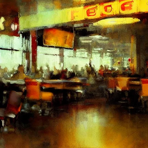 Image similar to 5 0 s diner painting by jeremy mann