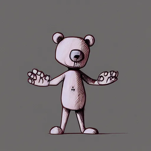 Image similar to grunge cartoon sketch of a teddy bear by - beeple , loony toons style, horror themed, detailed, elegant, intricate