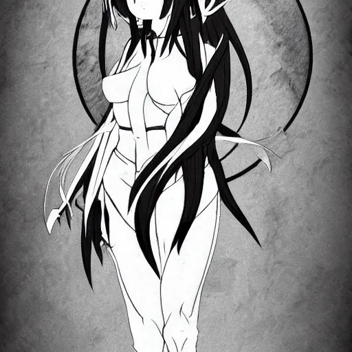 Prompt: character concept art of an anime demon goddess