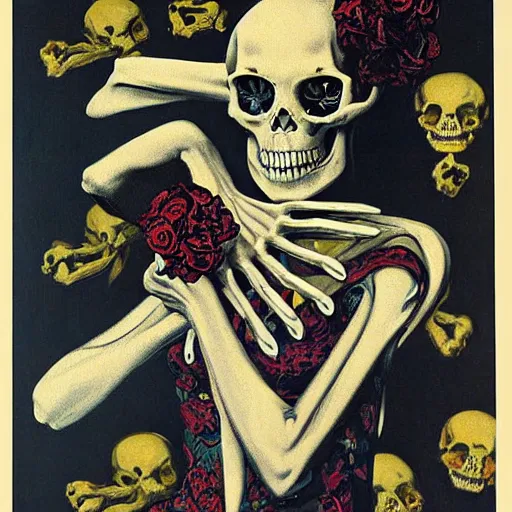 Image similar to portrait painting young woman skeleton, skull, hello kitty, comic book, elegant, highly detailed, painted by maxfield parrish and ditko