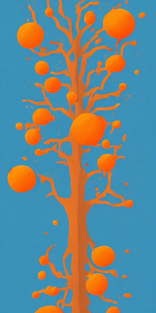 Prompt: a painting of a tree with oranges and other things, an ultrafine detailed painting by petros afshar, behance contest winner, geometric abstract art, behance hd, digital illustration, geometric