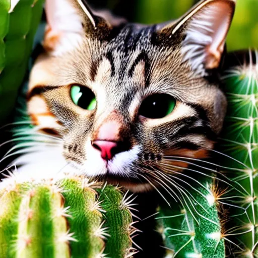 Image similar to A cat licking a cactus