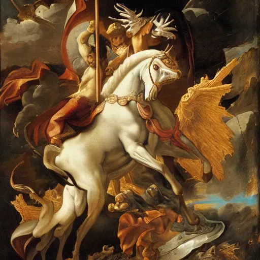 Prompt: St. George slays the last dragon, Rococo