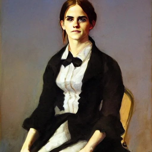 Image similar to emma watson, painting by walt whitman