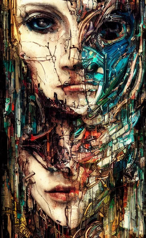 Prompt: woman made of mech mask rendered in unreal engine, cyberpunk, rave, scifi, painted by albrecht durer | bernard buffet | carne griffiths | wlop