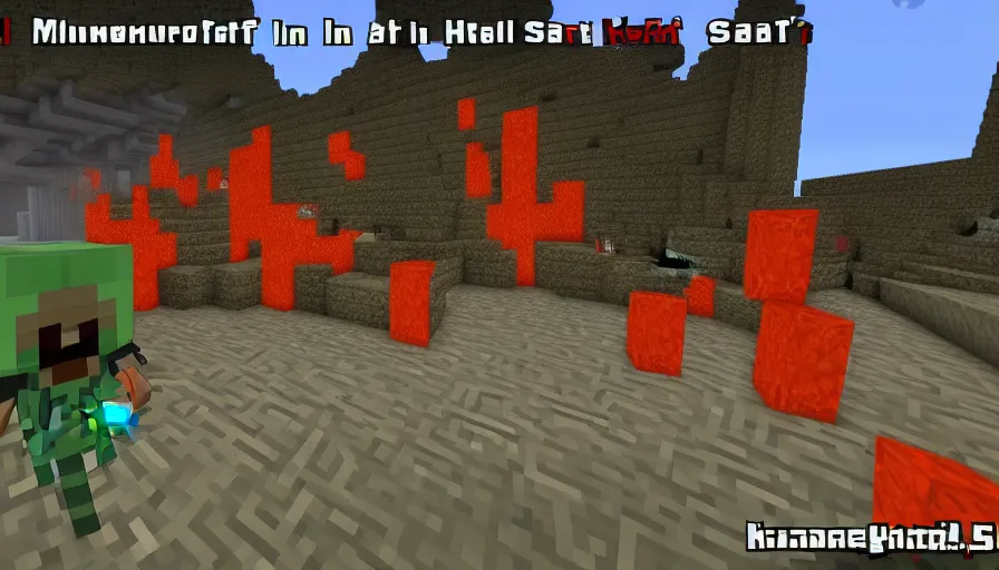 Prompt: minecraft in hell with satan