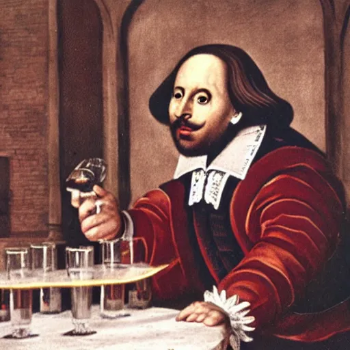 Image similar to Photograph of shakespeare serving drinks at the RSC