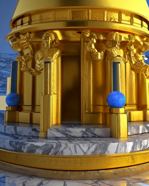 scientifically realistic render scifi golden altar to, Stable Diffusion