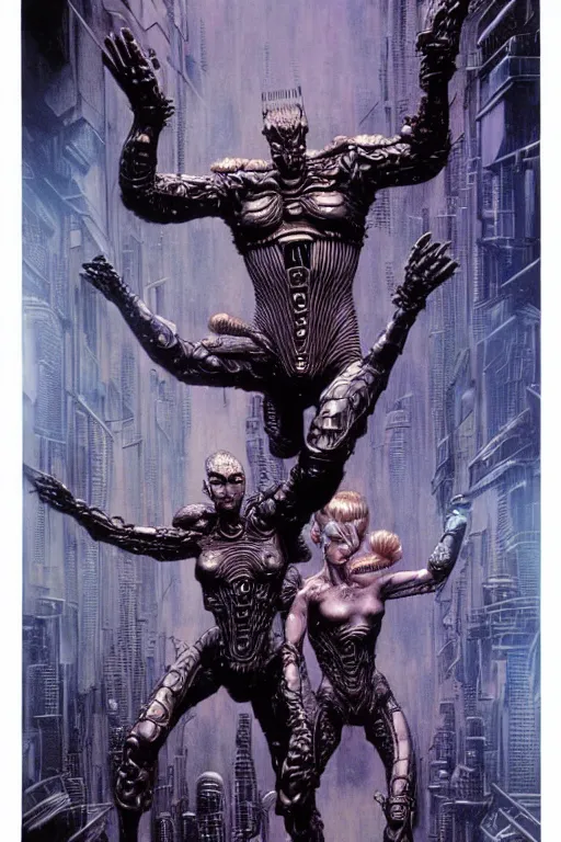 Prompt: a gemini metal hurlant character in action pose, ultra realistic, wide angle, intricate details, blade runner influence, highly detailed by wayne barlowe, hajime sorayama aaron horkey, gaston bussiere, craig mullins