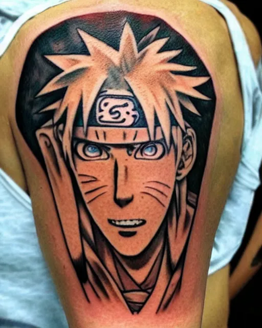 Image similar to creative double exposure effect tattoo design sketch of naruto uzumaki, realism tattoo, in the style of matteo pasqualin, amazing detail, sharp