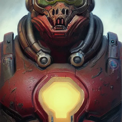 Image similar to doom eternal, mutant, tubes fused with the body, front view, painted by stanley lau, painted by greg rutkowski, painted by stanley, artgerm, masterpiece, digital art, trending on arts