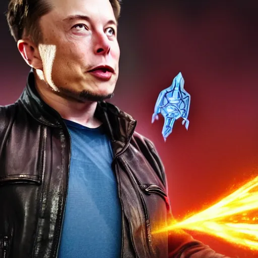 Image similar to elon musk holding the power of grayskull, 8 k uhd