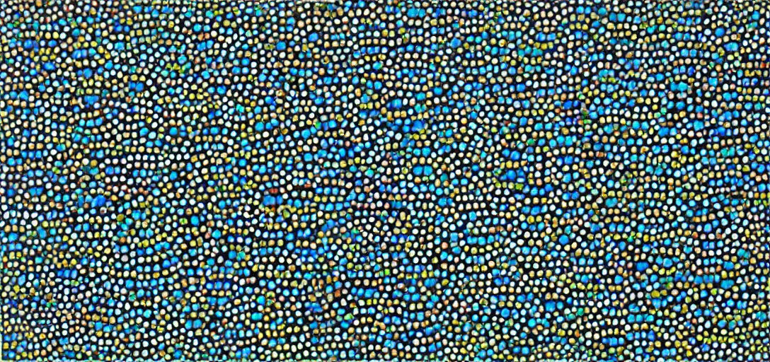 Prompt: morning sun by yayoi kusama