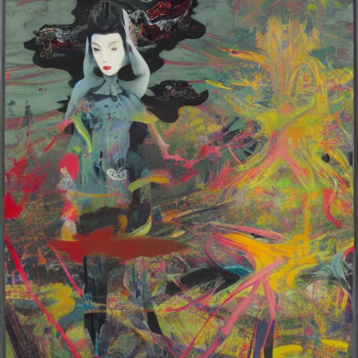 Image similar to designs from your mind with atari graphics, a brutalist designed, gothic, rich deep colours, painted by francis bacon, adrian ghenie, james jean and petra cortright, part by gerhard richter, part by takato yamamoto. 8 k masterpiece.