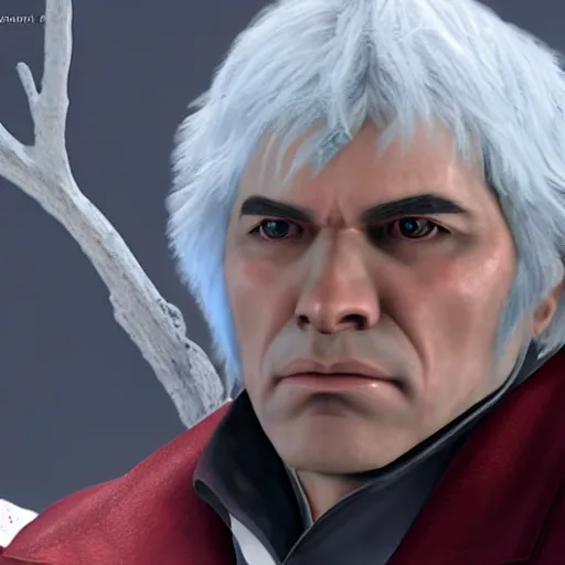 Image similar to Beethoven as a character in Devil May Cry, film still, photorealistic, full shot