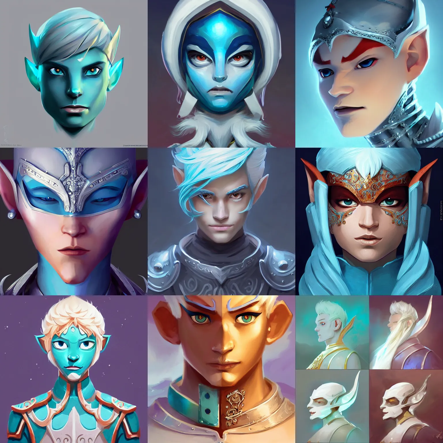 Prompt: face icon stylized minimalist, handsome snow elf with albino skin, ornate silver armour, turquois cape, loftis, cory behance hd by jesper ejsing, by rhads, makoto shinkai and lois van baarle, ilya kuvshinov, rossdraws global illumination