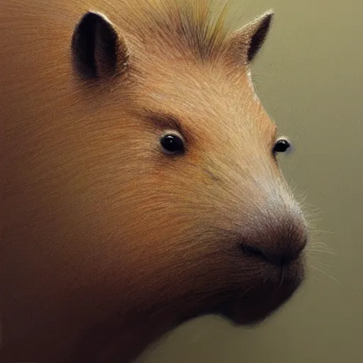 Prompt: detailed photorealistic mugshot of a capybara wearing a highly detailed ornamented crown, sharp focus, in the style of ruan jia, Mandy jurgens, cinematic light, concept art, trending on artstation, ultra realistic