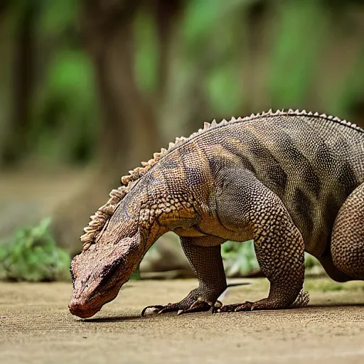 Image similar to a hybrid between a komodo-dragon and a pangolin, national geographic file-photo, photography