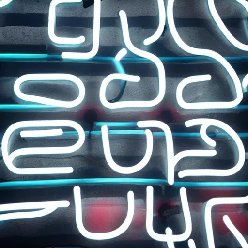 Prompt: closeup detail of neon sign tube