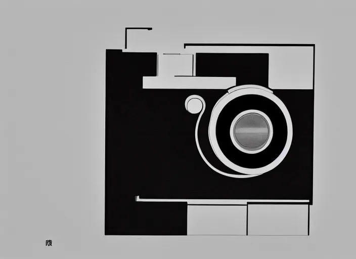 Image similar to orthographic painting by Hiroshi Yoshida of minimalist rangefinder camera designed by Dieter Rams, Naoto Fukasawa, designed by Apple, highly detailed, minimalism, front view, painting by Hirishi Yoshida