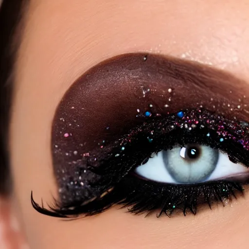 Image similar to close up of eyelids with ( ice cream sprinkles ) mascara