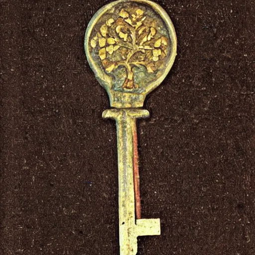 Prompt: key. 1 2 th century. photograph.