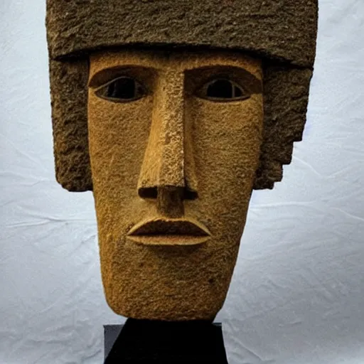 Image similar to easter island head that looks like bob dylan