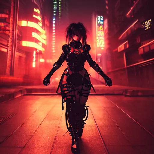 Image similar to candid action photo of a fierce dangerous female cyberpunk hacker samurai in neotokyo at night, futuristic cyberpunk tokyo night, sci - fi and fantasy, intricate and very beautiful, highly detailed, digital painting, artstation, concept art, smooth and sharp focus, illustration, art by tian zi and wlop and alphonse mucha