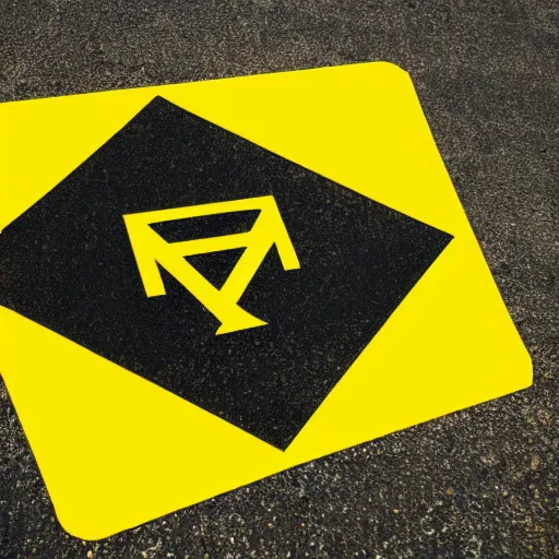 Image similar to a yellow road sign with a warning symbol on the street