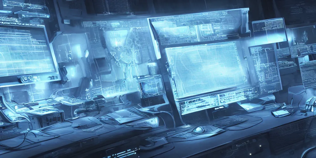 Prompt: digital analytics graphs but shown as a blue print or schematics drawing on a futuristic desktop monitor, ultra realistic, by cedric peyravernay, by kilian eng, high detail, digital painting, minimal art style, mirrors edge art style, cinematic lighting, artstation, cgsociety, unreal engine 5 render, octane render, 3 5 mm film grain