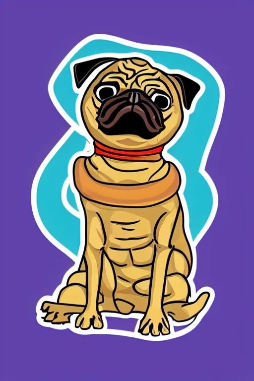 Image similar to portrait of a pug skeletor, sticker, colorful, illustration, highly detailed, simple, smooth and clean vector curves, no jagged lines, vector art, smooth