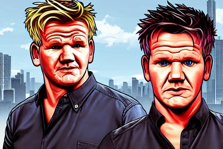 Prompt: gordon ramsay as gta art,